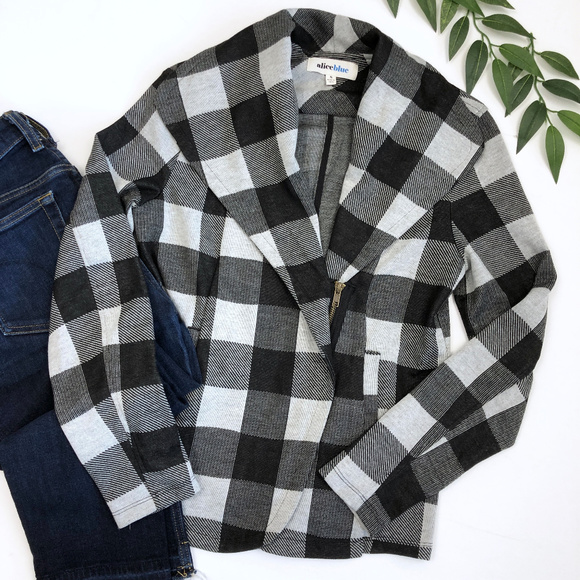 Alice Blue Jackets & Blazers - 🔹 Stitch Fix Alice Blue Plaid Asymmetrical Jacket